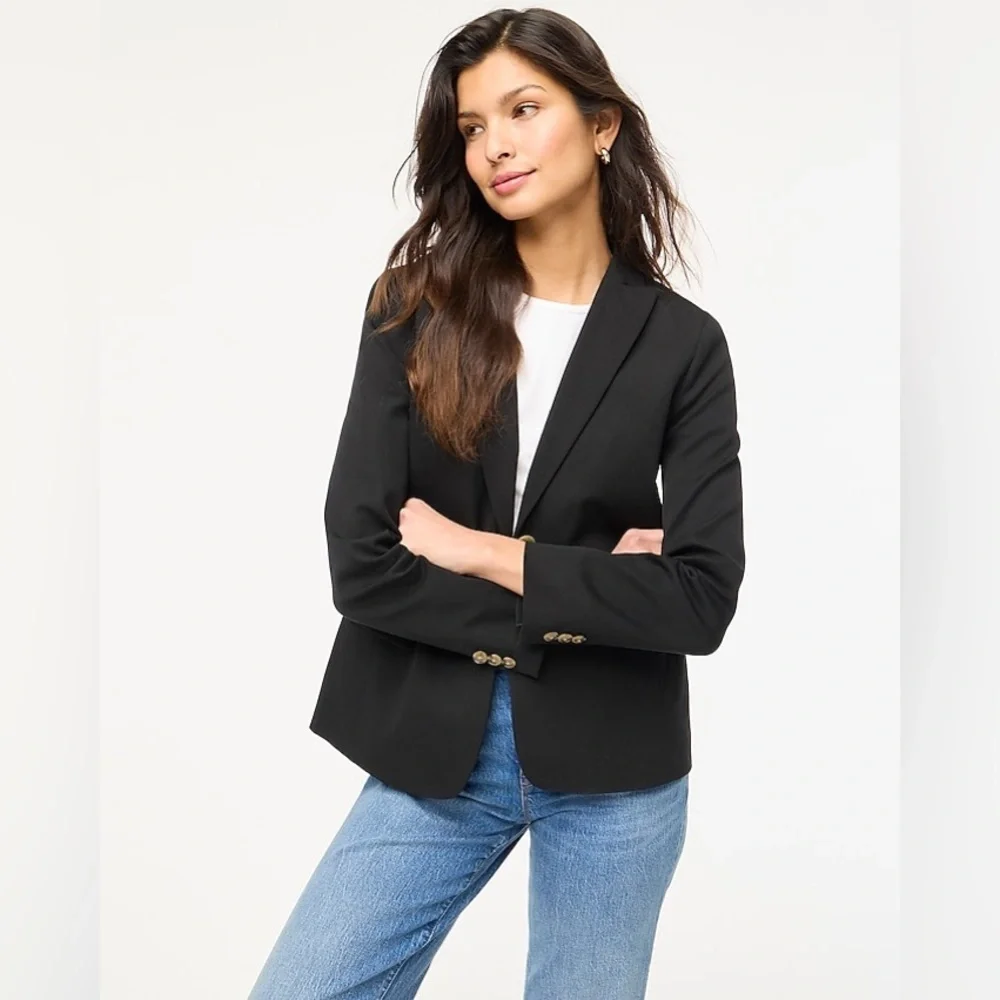 J. Crew Factory Cotton-blend two-button blazer in Black - Picture 2 of 12